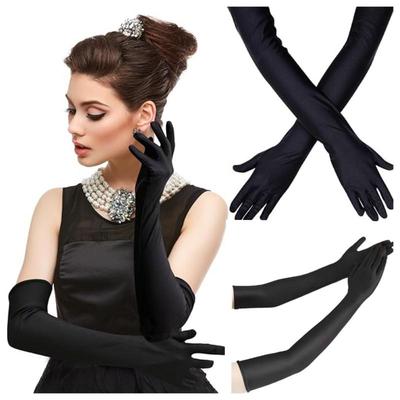 High Elastic Spandex Sun Protection Long Gloves Party Nightclub Wedding Performance Black Gloves
