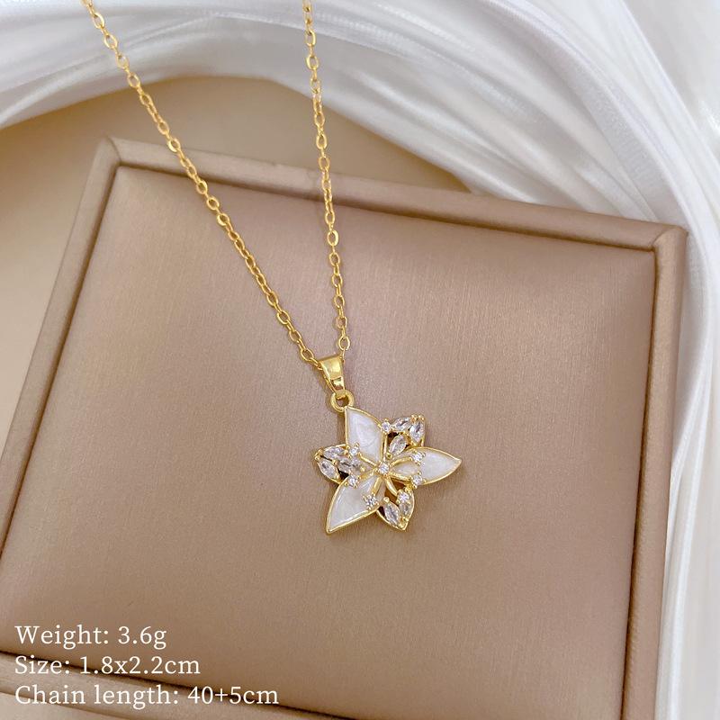 Copper Micro-Inlaid Necklace Women'S Copper Micro-Inlaid Real Gold Electroplating Simple And Exquisite Collarbone Chain Neck Chain