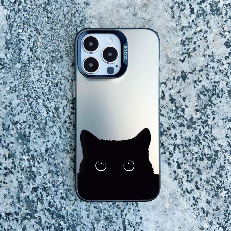Black Personality Cool Cat Shockproof Phone Case For iPhone 12 11 Pro Max 15 14 13 Pro Max 13 Mini 15 14 Plus Laser Back Covers
