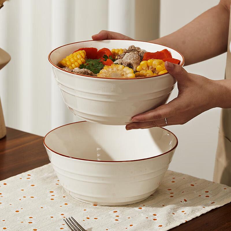 Hechuanwu 8-inch Pure White Ceramic Soup Bowl