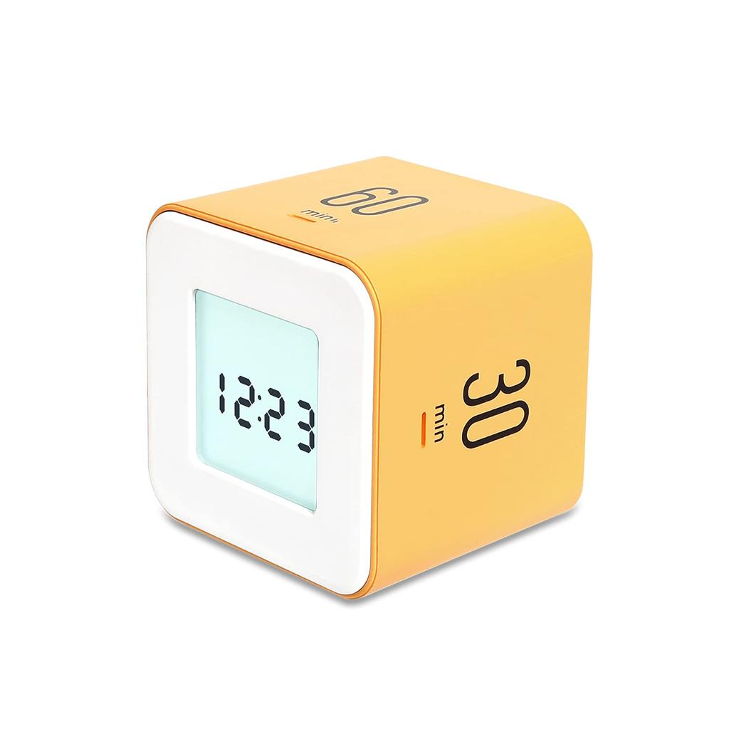 Mooas Multi-Cube Timer/Rotating Timer, Simple Operation, Clock & Alarm (Yellow)