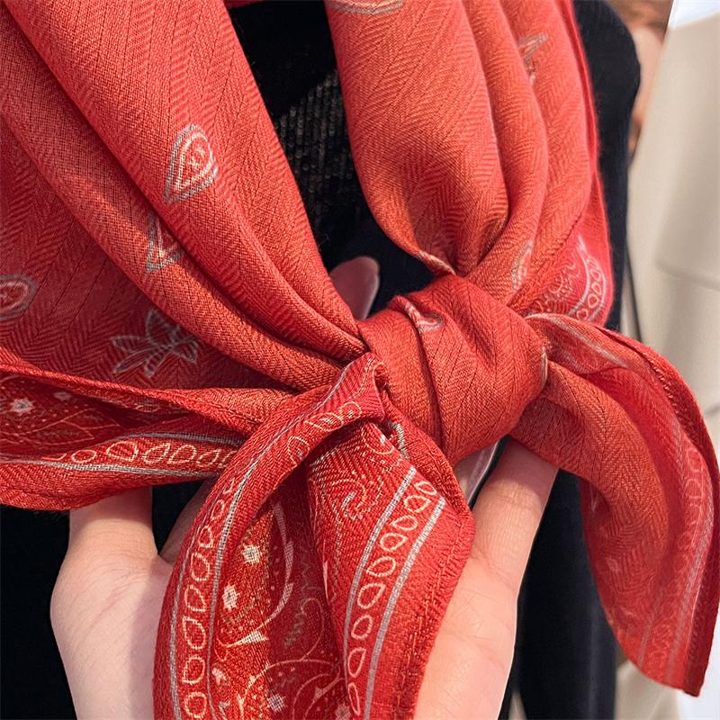 Spring Summer Bandanas Red Cashew Square Scarf Retro Soft Stain Neckerchief Breathable  Headband Lightweight
