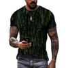 Nuova T-shirt da Uomo Tecnologia Motivo Digitale Street Hip Hop Trend Top Girocollo Personalità Moda Casual Manica Corta Abbigliamento