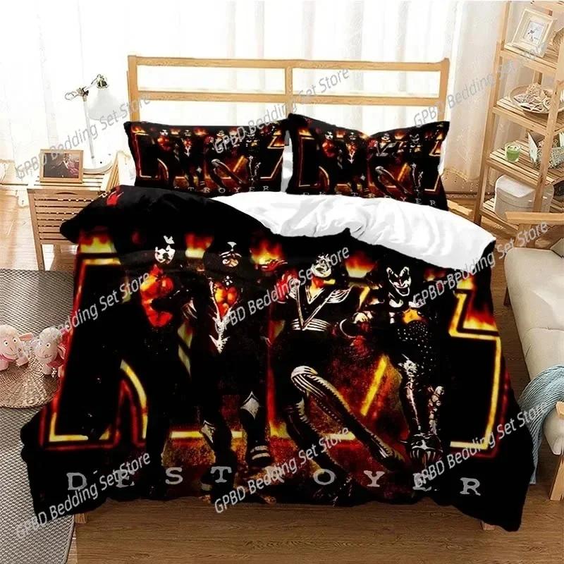 Kiss Rock Band Bedding Set For Bedroom Soft Modern Bedspreads Comefortable Kids Duvet Cover Quilt Cover And Pillowcase