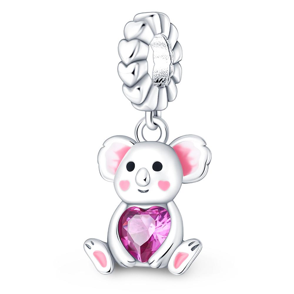 Cute Animal Bear Rhino Koala Charm Pendant Beaded Bracelet Jewelry Accessories