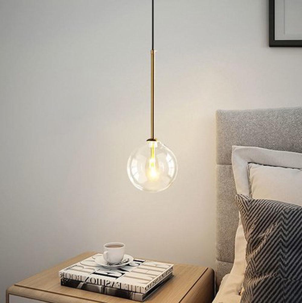 Nordic Minimalist Transparent Glass Ball Pendant Light for Bedroom or Bar