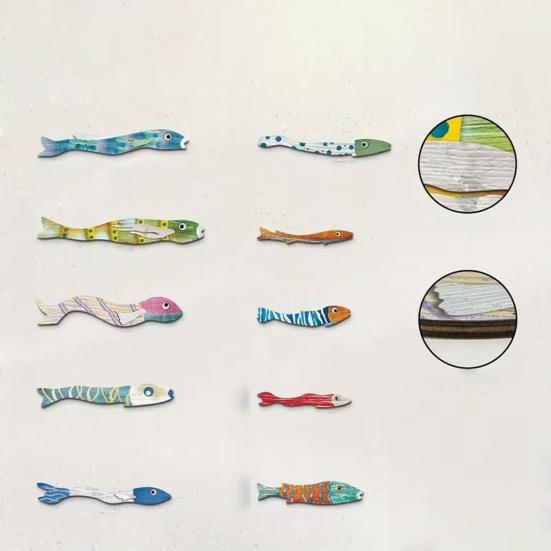 10 Stück Küsten-Holzfisch-Wanddekoration Handgefertigte Nautische Kunst für Strand-Seehaus Rustikale Ausschnitte für Innen-Außen-Ausstellung Meeres-Partydekorationen