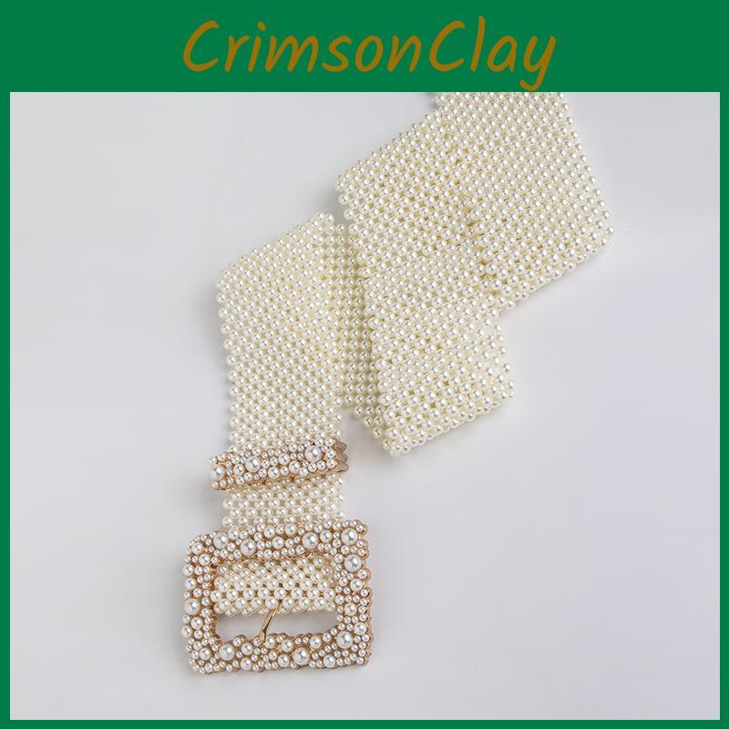 Artificial Pearl Waist Chain With Square Needle Buckle Design For Bridal And Formal Wear