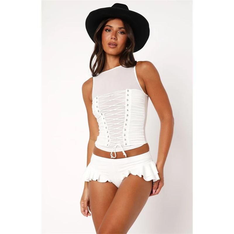 Sweet Fresh American Style Summer Ruffle Hem Skirt With Built-in Shorts For Girls Versatile And Chic Casual Wear Perfect For Summer Outfits