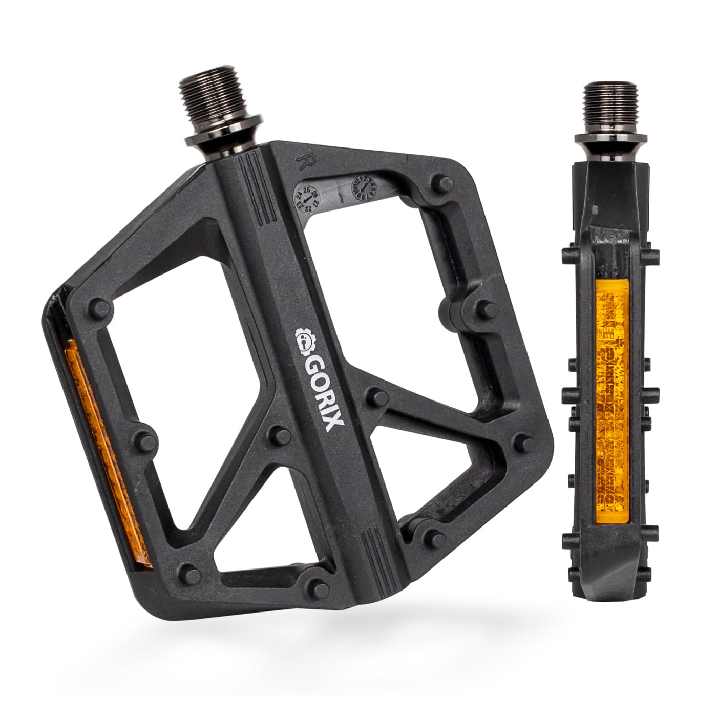 

GORIX Bicycle Flat Black Pedal Compatible with Road and Other (Gorix) Pedals, Pedals, Reflective, Nylon, (GX-FY579) - Stylish, Customizable, чёрный