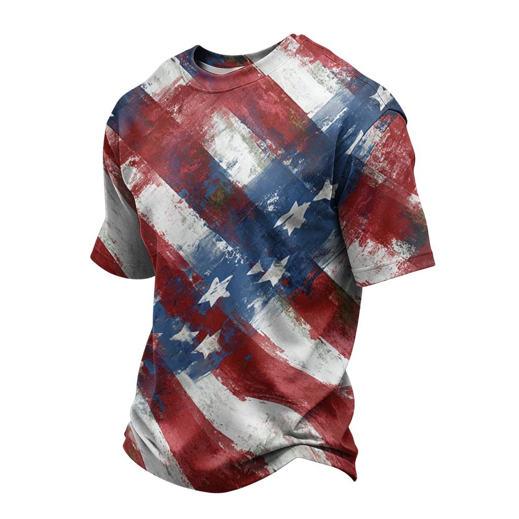 Mens Graphic T-shirts 250th Anniversary Usa Shirt Mens Hawaiian Shirt Patriotic Shirts for Men Short Sleeve Crewneck Mesh Breathable