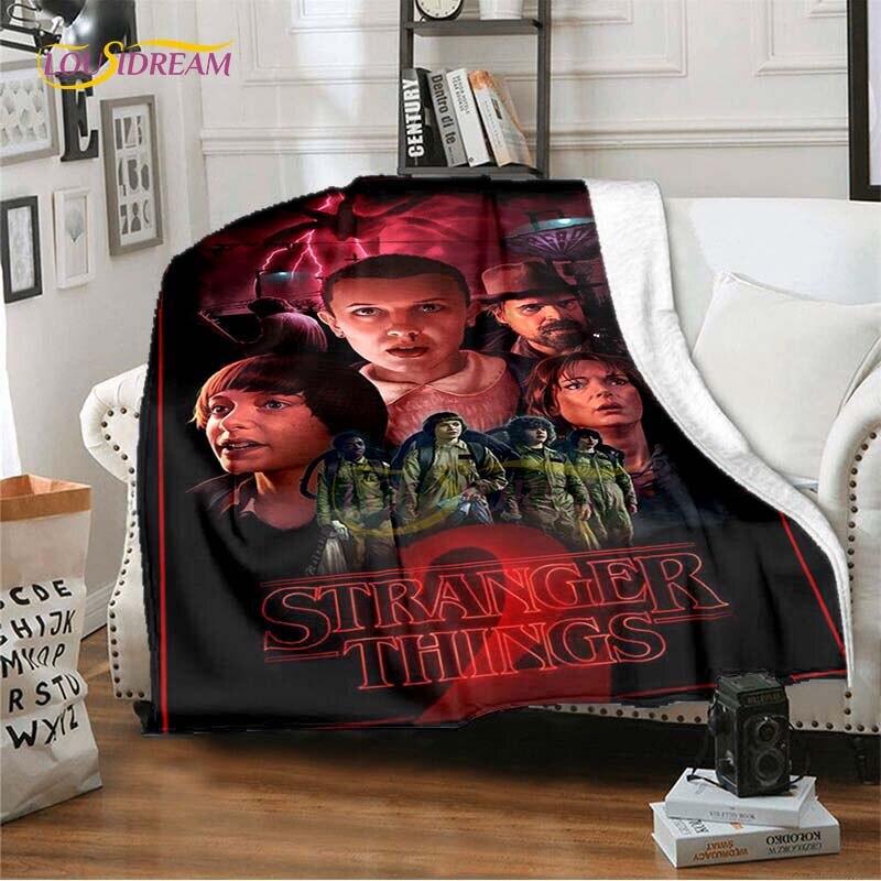 

Hot Netflix Movie Stranger Things Blankets for Beds Soft Flannel Blanket Queen Size Home Decor Bedding Cover Kids Gift Picnic 100x150cm
