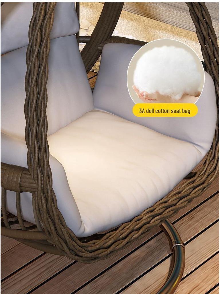 Outdoor Double Swing Rocking Chair Set with Table & Hanging Chair for Balcony or Courtyard Leisure