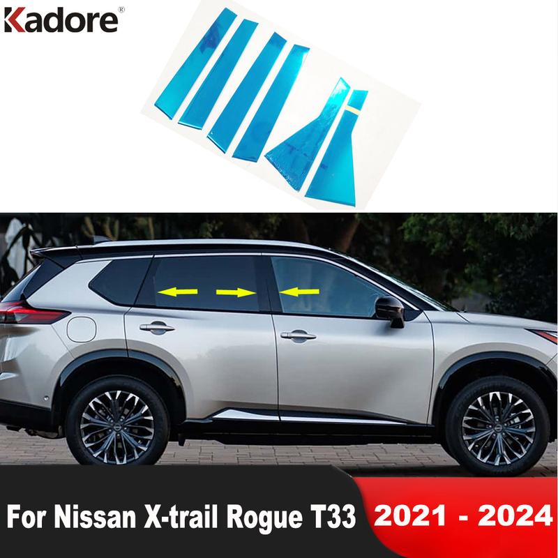 For Nissan X-trail Rogue T33 - 2024 Steel Car Window Center Pillar Cover Trim Middle B C Pillars Post Strip Accessories