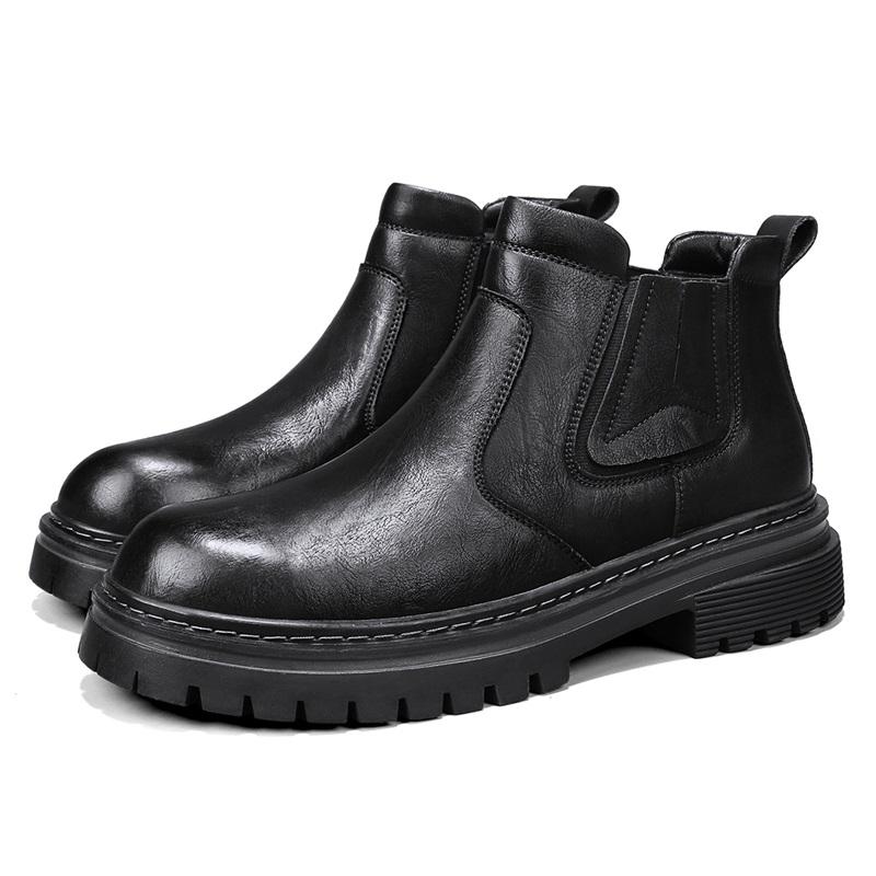 Golden Sapling High Quality Retro Men Motorcycle Boots New Microfiber Leather Men Boot Shoes Outdoor Thick Soled Slip-on Booties