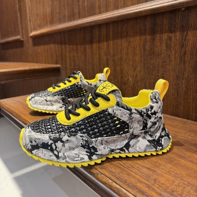 Outdoor summer hollow sports shoes fashionable versatile men's shoes new mesh breathable men's shoes thick sole increase