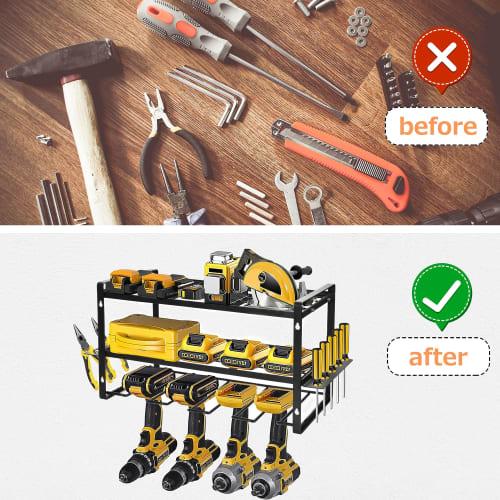 Multifunctional Tool Cabinet, Electric Drill Storage Rack, 3-Tier Iron Wall-Mounted Tool Storage for Power Tools and Drills, Tool Shelf, Tool Storage