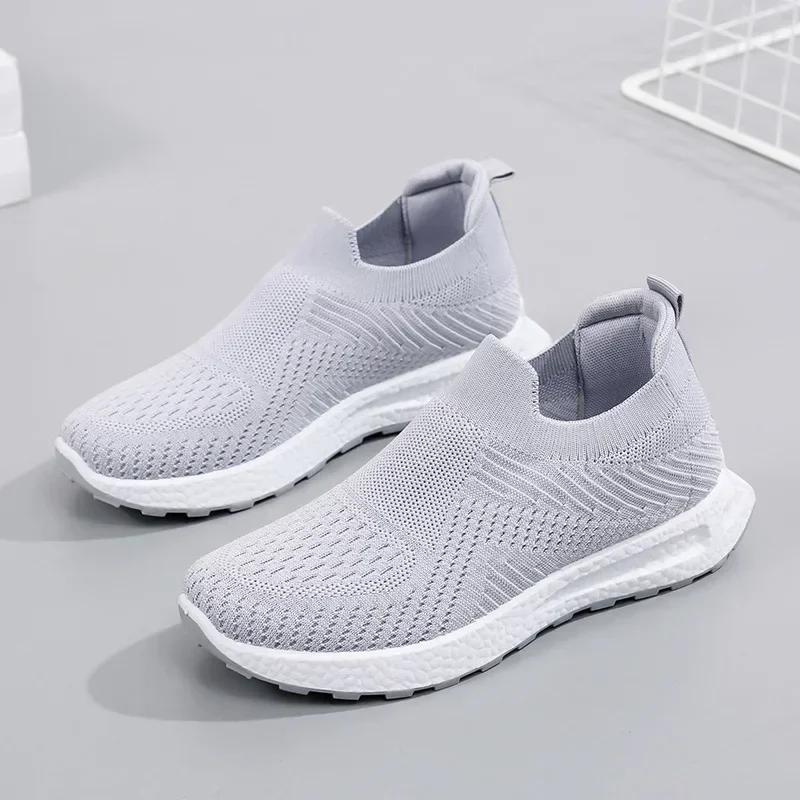 Fashion Women's Canvas Shoes Casual Vulcanized Shoes Fashion Elastic Knitted Sneakers Women Loafers Wedge Women Shoe Zapatillas De Mujer