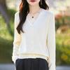 Women's Wool Sweater Qinghe Cashmere 50% Silk 50% Wool Autumn and Winter Wool Cardigan Soft and Warm