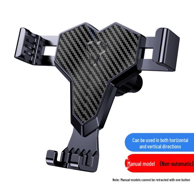 Carbon Fiber Multifunctional Car Phone Mount with Telescopic Suction Cup and Air Vent Holder As Shown