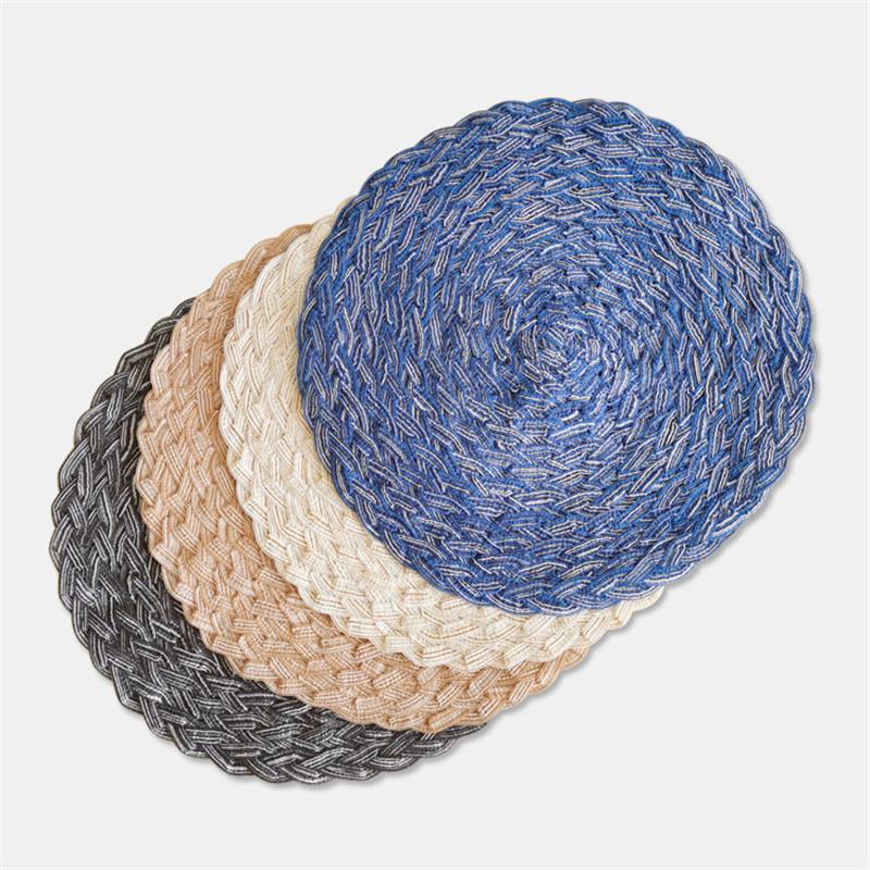 15" Nordic Triple Braid Weaving Cotton Yarn Meal Mats Home Hotels Insulation Tableware Mat Dining Table Decoration Accessories