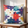 Fun puzzle patterns Cushion Cover Natural Linen Organic Fabric DoubleSided Printing Couch Pillow Covers Home Decor