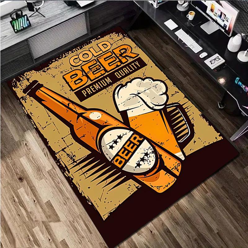 1Pc Beer Print Rug - Home Decoration Carpet For Living Room Bedroom Flooring Computer Chair Area Rug