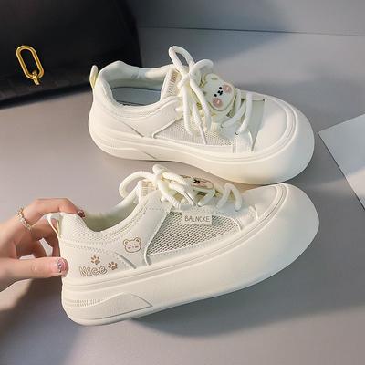 0 dicksohlige neue Frühling Low-Top Sportschuhe Student hässlich süße kleine weiße Schuhe erhöhend Brotschuhe