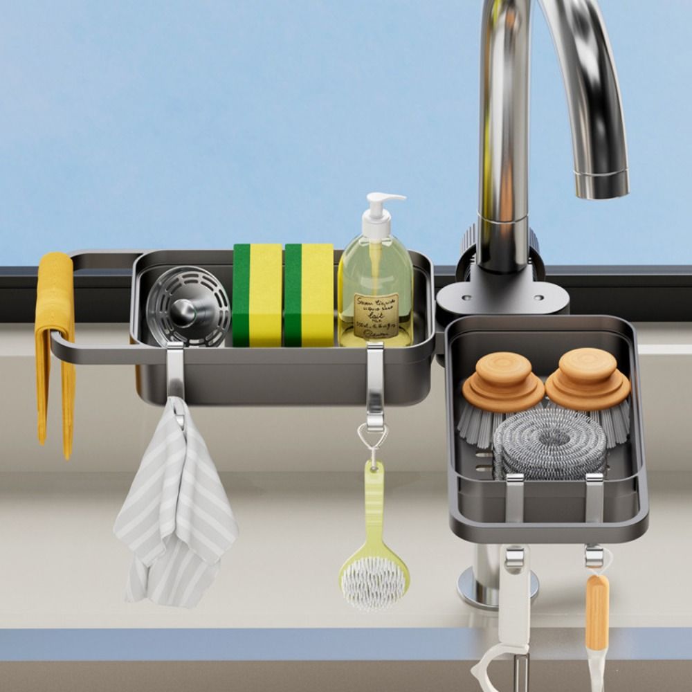 Rotatable Faucet Sponge Soap Shelf Waterproof Dishcloth Drainer Basket Kitchen Supplies