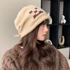 Winter Warm Knitted Hat with Personalized Rolled Edge Drawstring Pile Hat Korean Version Versatile Ear Protection Woolen Hat Pullover Hat for Women