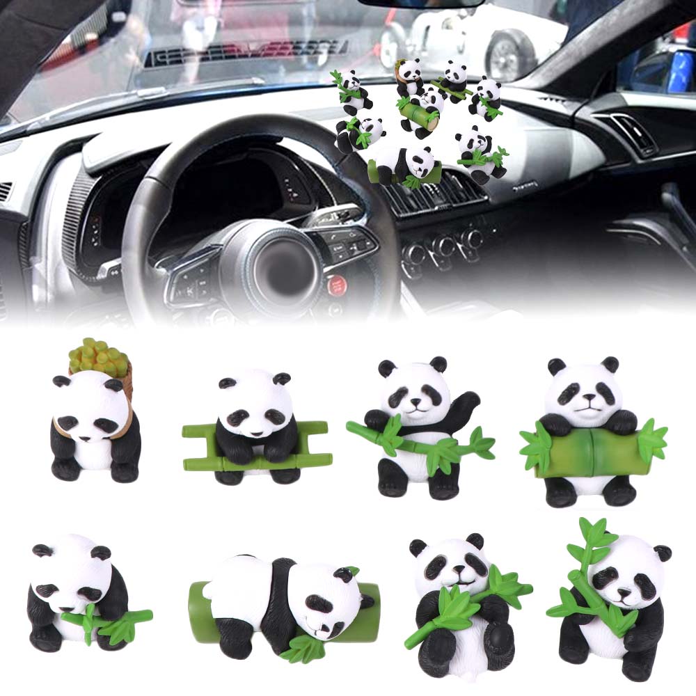 8pcs Cartoon Panda Ornament Lifelike Animal Statues Garden Decor Panda Statue  Office