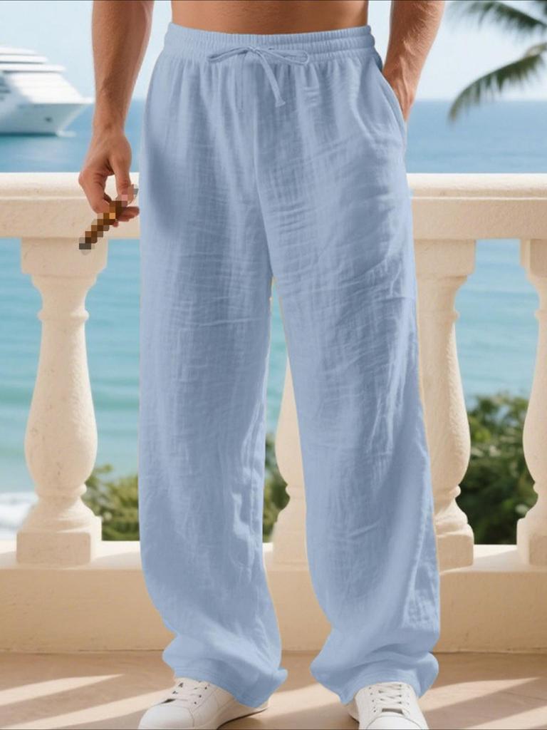 Men's White Relaxed Fit Linen Drawstring Pants - The Ultimate Summer Essential for Cruise Vacations and Tropical Resort Getaways
