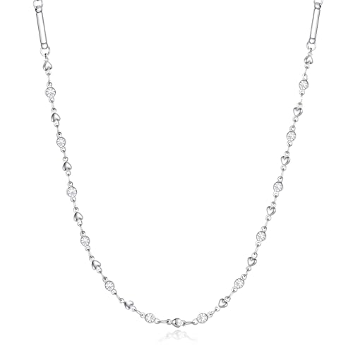 

MAYA&CANA Women s Stylish Magnetic Necklace with Two Magnetic Elements, 200mt Surgical Stainless Steel Necklace Chain, 45cm, Gift Box Included (Silver