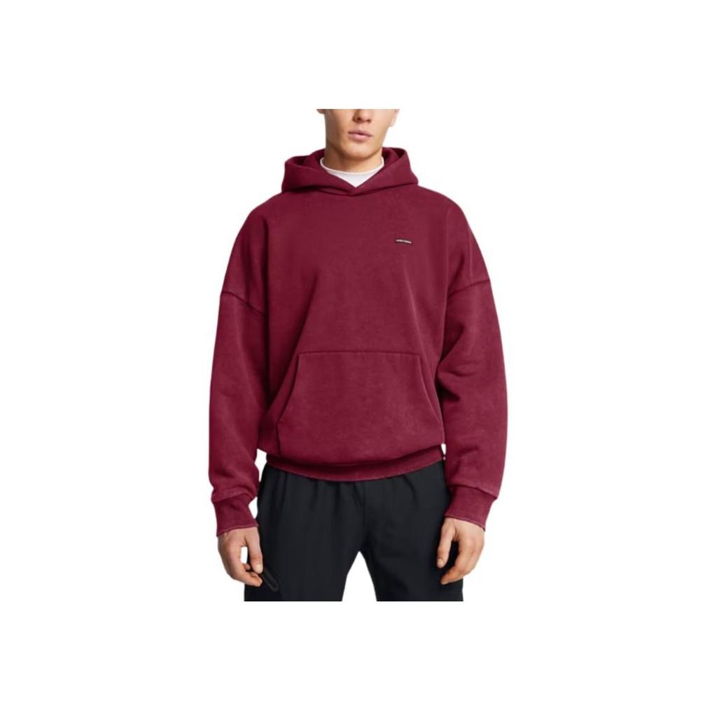 Under Armour Icon Heavyweight Fashion Versatile Hoodie Men hoodies Deep-Red 1386552-625