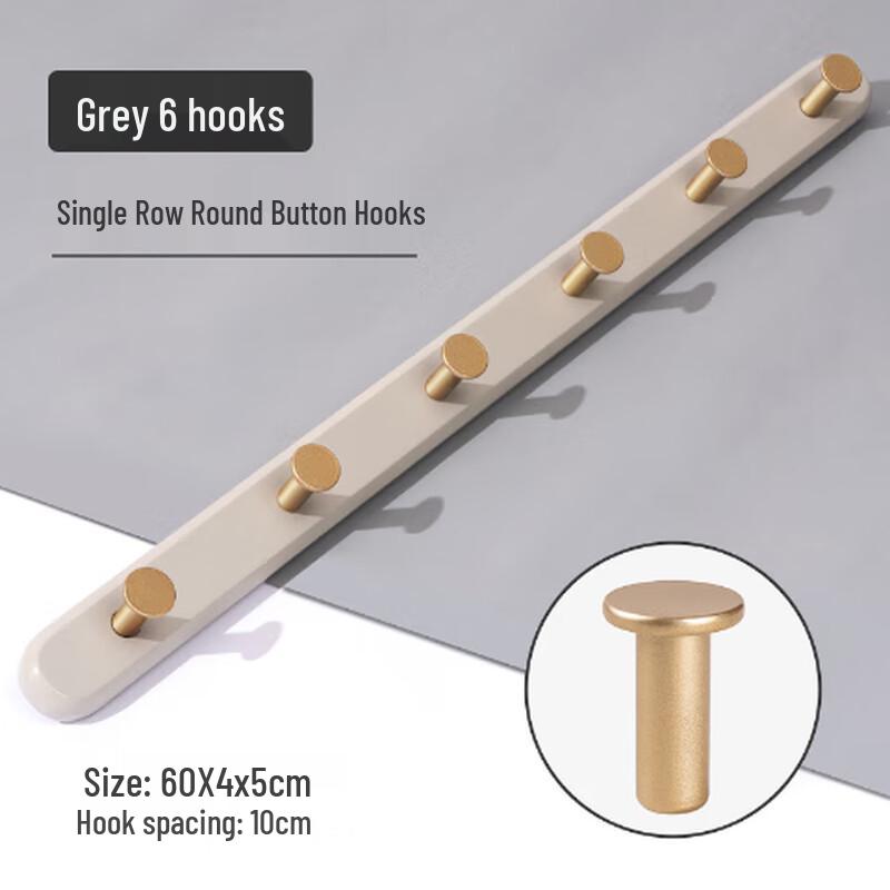 Lilang No-Punch Bamboo 6-Hook Wall/Door Rack