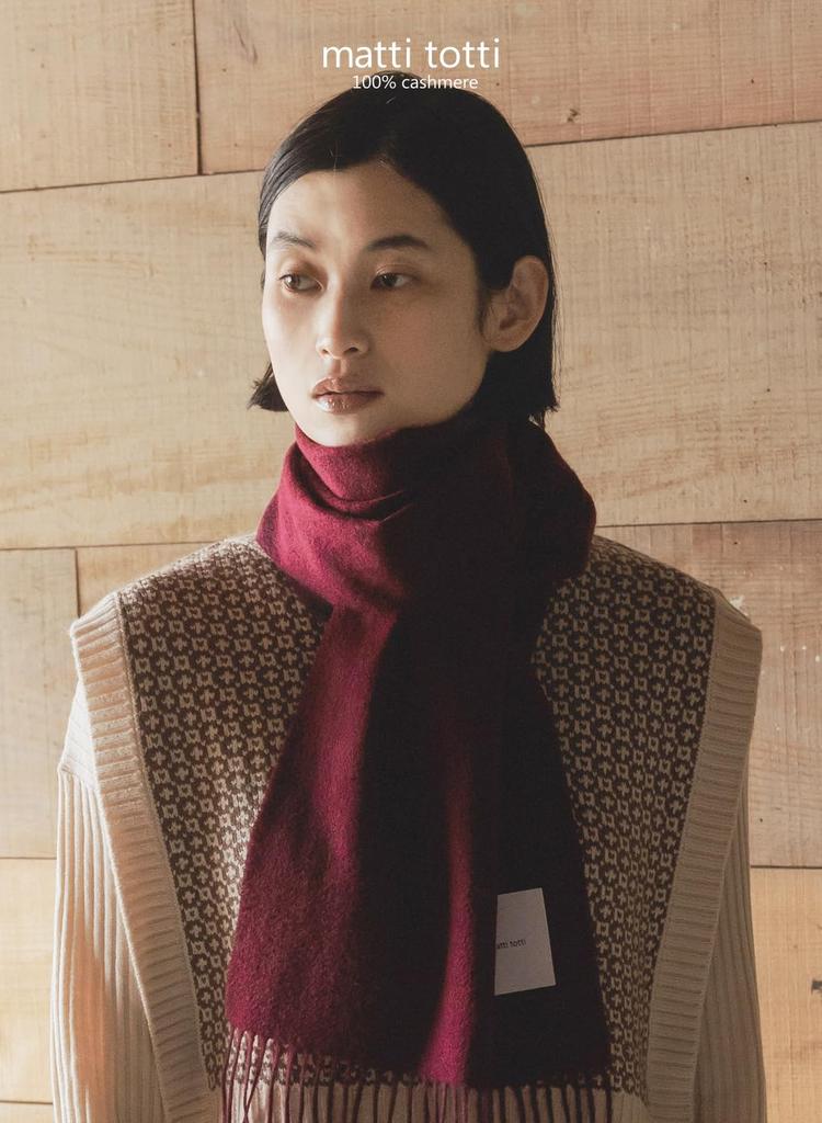 Burgundy Cashmere Solid [matti totti] 14. Scarf, 100% Cashmere, Large, Thick, Women's, Color, Long, Gift, Present, A0015B-17