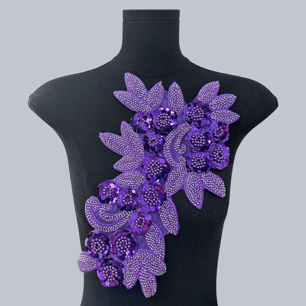 Mesh Sequin Nail Diamond Bead Embroidery Sewing Single Flower Collar Diy Decoration With Clothing Accessories Collar