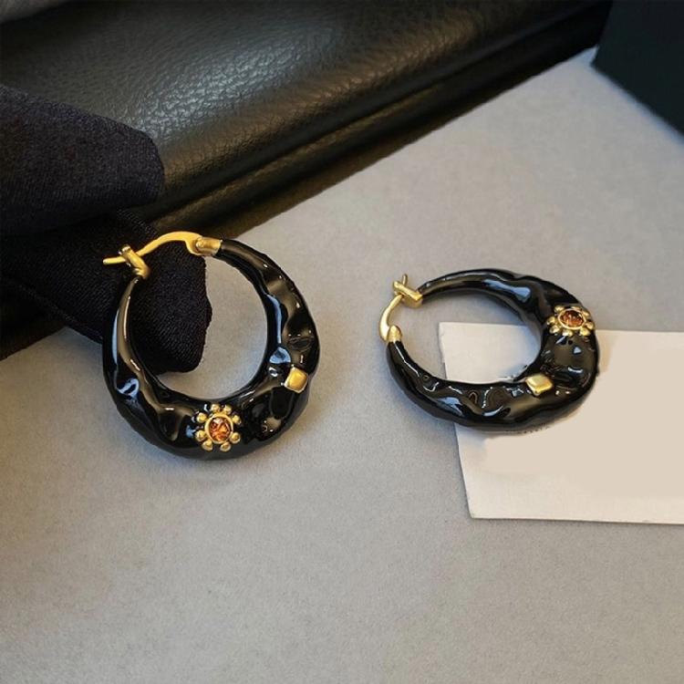 Fashionable Black French Earrings Portable Sturdy Alloy Construction Ornament for Everyday Use and Formal Setting