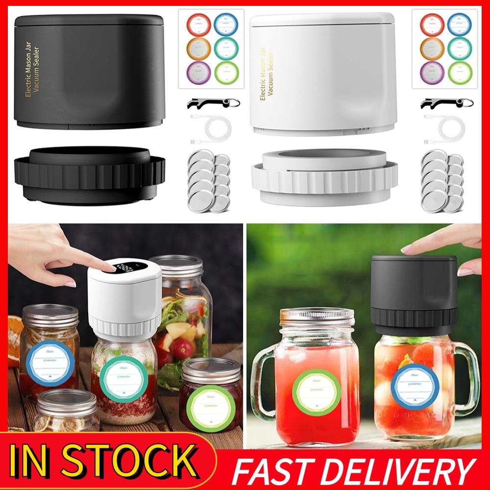 

Electric Mason Jar Vacuum Sealer Kit Cordless Automatic Jar Sealer Set for Food Storage and Fermentation with Mason 10 Jar Lids чёрный