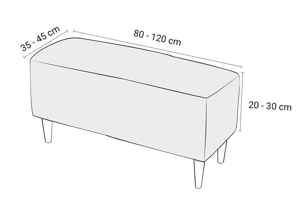 Cover For Double Bench, Footrest Pouf, Velvet, Black