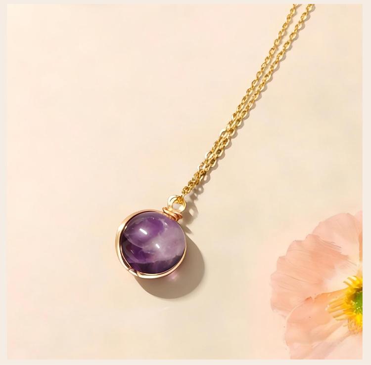 Nature Stone Crystal Healing Necklace for Women Stainless Steel Spiritual Stones, Emotional Balance Minimalist Jewelry