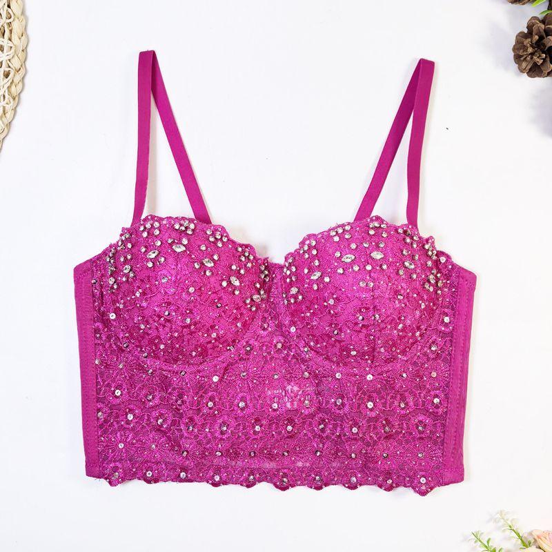 Fashion New New Arrival Vest Sexy Suspenders Backless Lace Embroider Light Diamond Wrapped Chest and Waist Tube Top Intimates Outwear