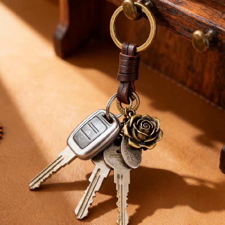 Einzigartiger handgefertigter Schlüsselanhänger Handwerkliche Flechttechnik Robustes PU-Leder Legierung Für Styles Benutzer