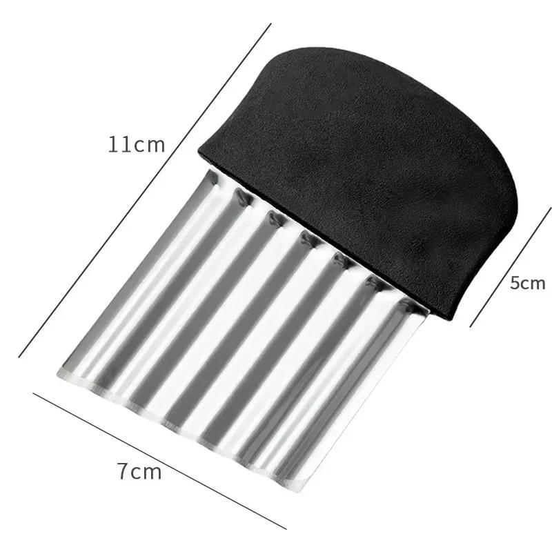 Fatiador de chips de batata em aço inoxidável, fatiador de massa, vegetais, frutas, ondulado, faca de cozinha, picador, fritar francês, ferramentas, aparelho