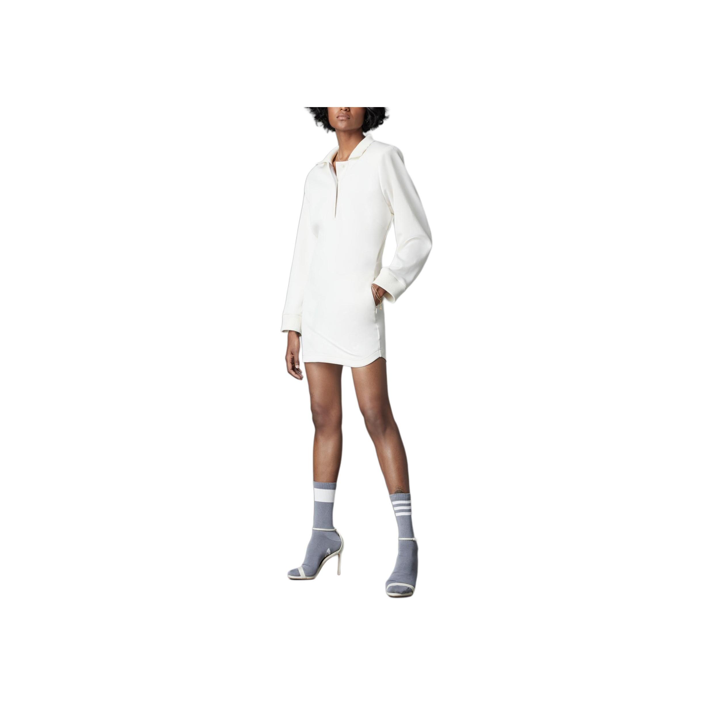 adidas Originals Premium Long Sleeve Polo Dress White Women HK7249 XXS