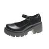 Damen Slipper Plateau Sohle Ein-Riemen Schnalle Blockabsatz Kleine Lederschuhe Kleid Büro Große Größe 2025 Damenschuhe