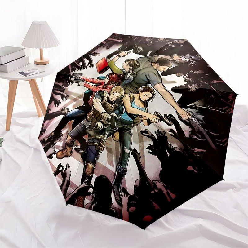 1pc Resident Evil- Automatic Opening/Closing Umbrella with Convenient Three-Fold Design, 8 Iron Ribs - for Outdoor Daily Use, Travel A07