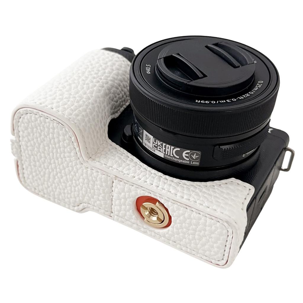 For Sony Alpha ZV-E10 II Camera Case PU Leather Protective Cover with Screw Hole
