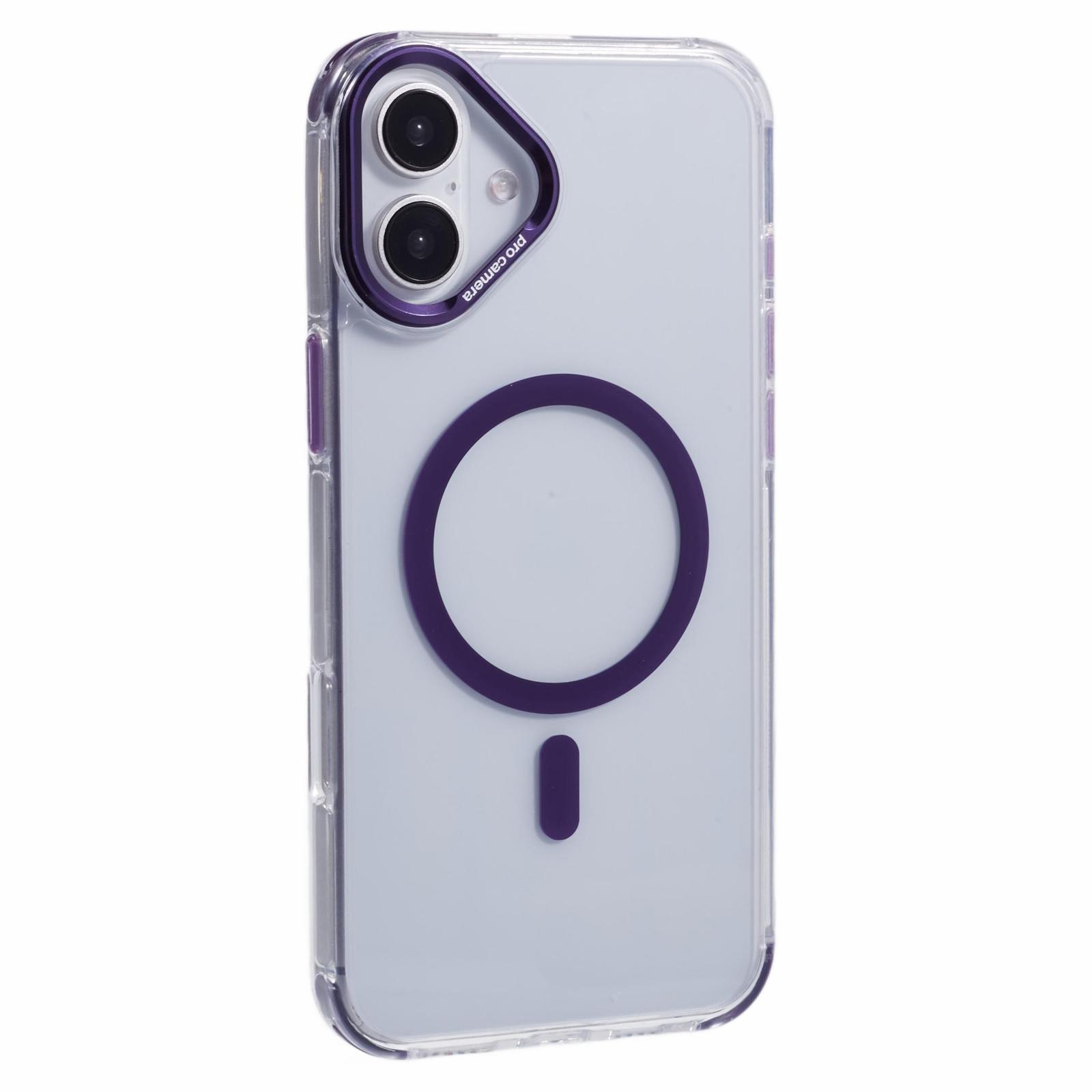 For iPhone 16 Plus Clear Case Compatible with MagSafe Four Corners Anti-Drop PC+TPU Phone Cover A