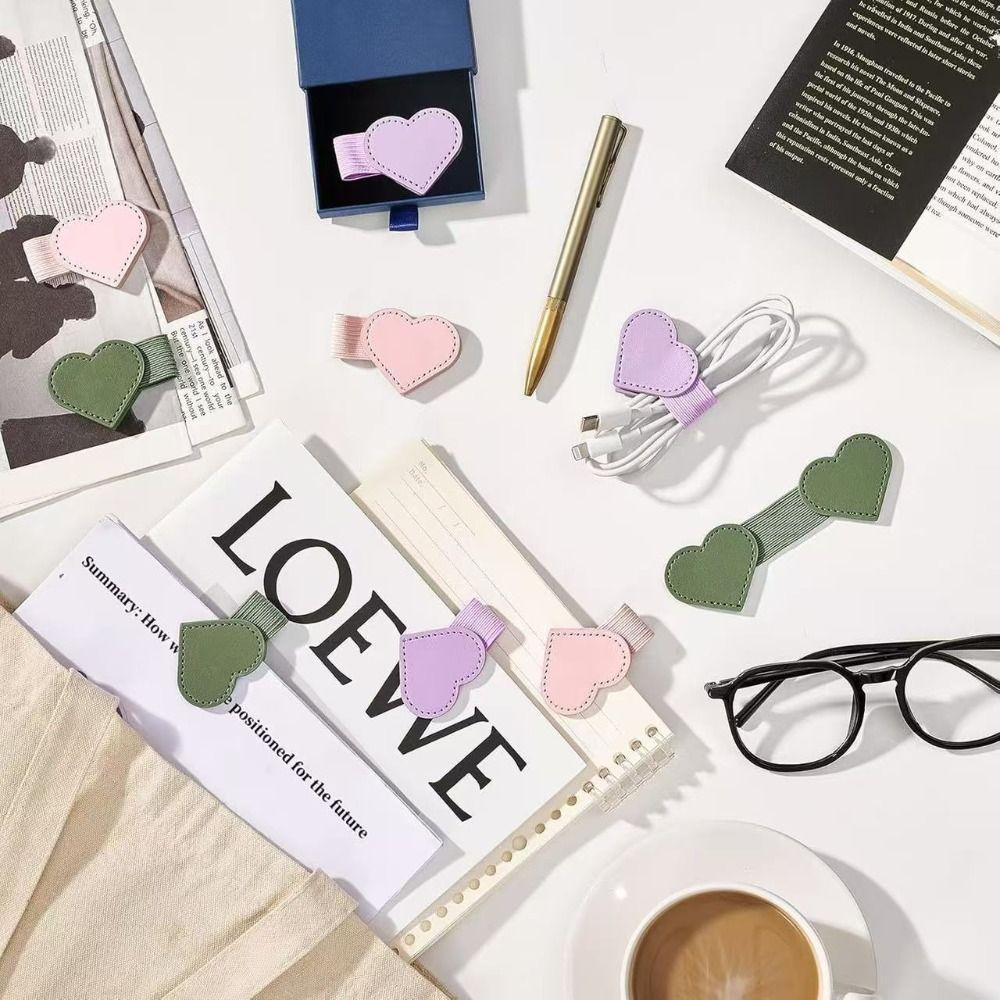 Portable Magnetic Leather Bookmarks Cute Design Book Page Clip  Notebooks Use